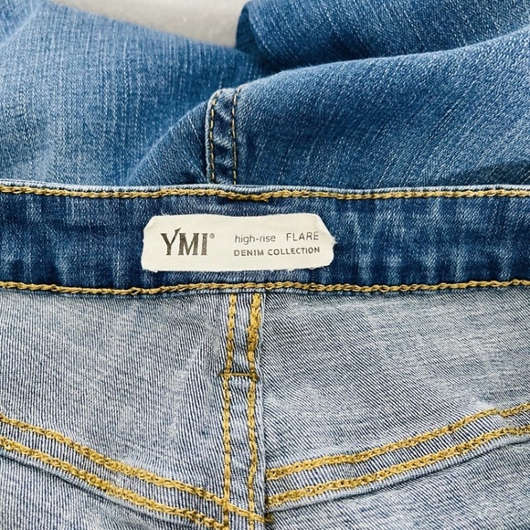 YMI Jeans Womens 11 / 30 Blue Flared Ripped Split Hems Pants High Rise Denim - Picture 7 of 10
